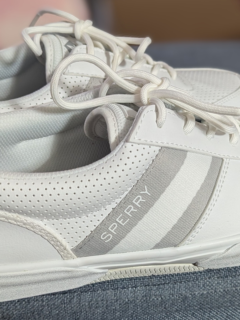 Sperry Men's White Perforated Canvas-Lace Sneakers